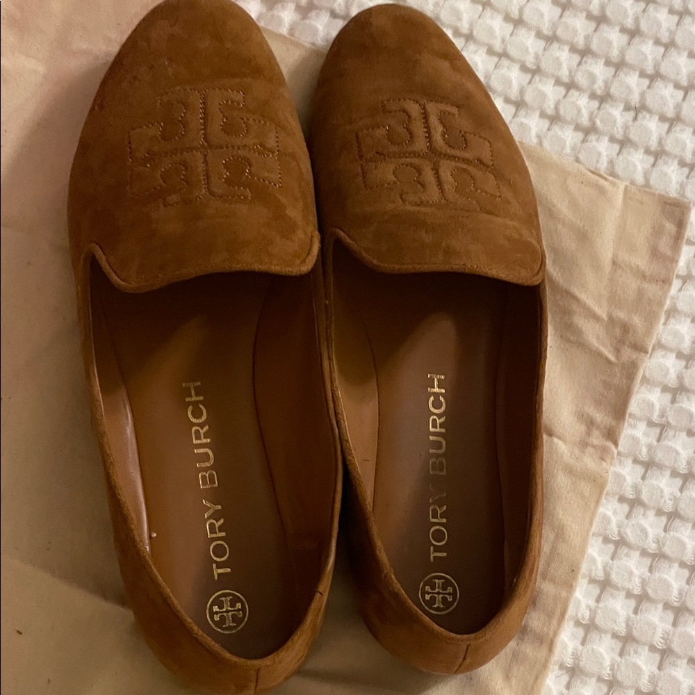 Tory Burch Brown Suede Loafers smoking slipper 9.5 rhum 200 - Picture 8 of 14